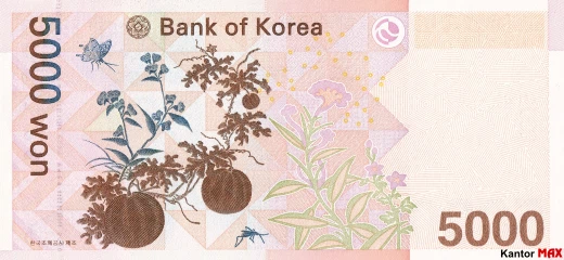 Tył banknotu 5000 won południowokoreańskich 2006 rok