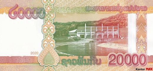 Tył banknotu 100.000 kip edycja 2020 rok