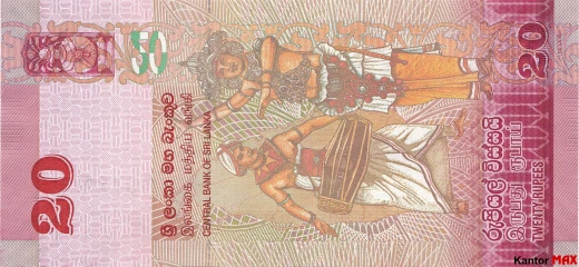Tył banknotu 20 rupii lankijskich 2010 rok