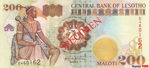 Przód banknotu 200 loti 2001 rok