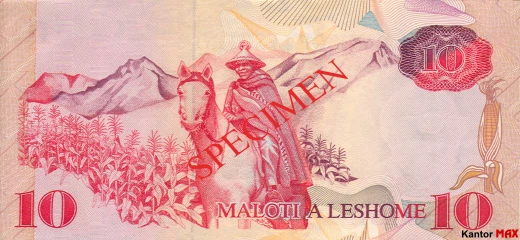 Tył banknotu 10 loti 1990 rok