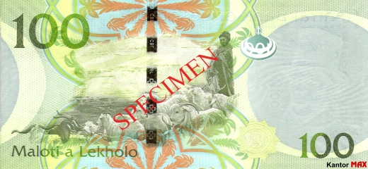 Tył banknotu 100 loti 2013 rok