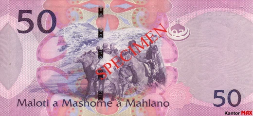 Tył banknotu 50 loti 2013 rok