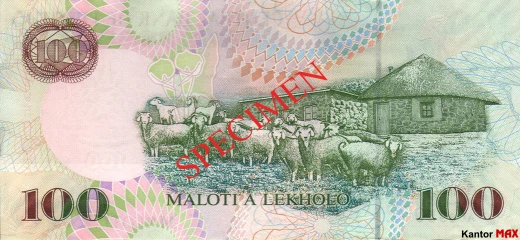 Tył banknotu 100 loti 2009 rok