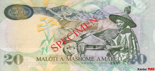 Tył banknotu 20 loti 2009 rok