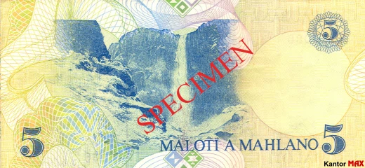 Tył banknotu 5 loti 1989 rok