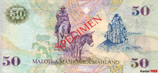 Tył banknotu 50 loti 2009 rok