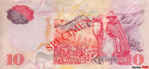 Tył banknotu 10 loti 2009 rok