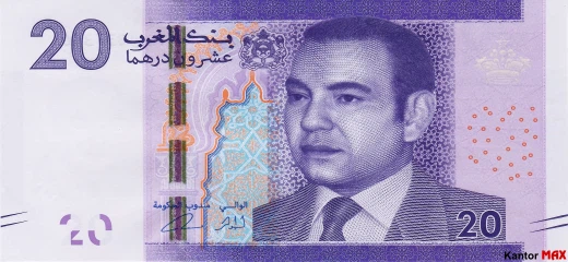 Przód banknotu 20 dirham marokańskich 2012 rok