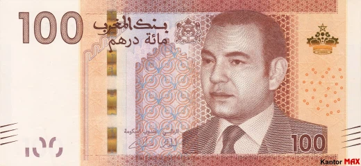 Przód banknotu 100 dirham marokańskich 2012 rok