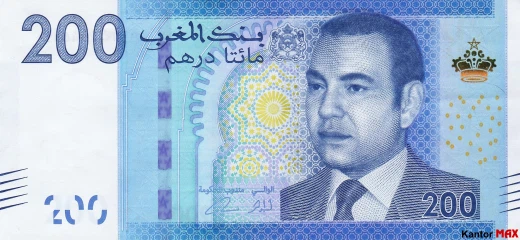 Przód banknotu 200 dirham marokańskich 2012 rok