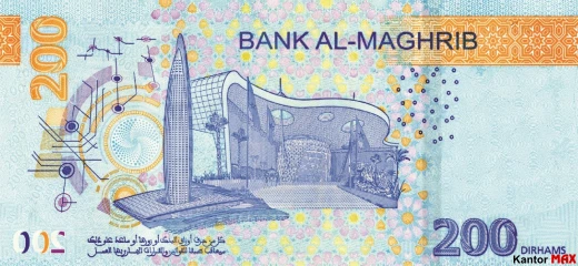 Tył banknotu 200 dirham marokańskich 2023 rok