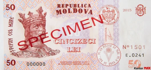 Przód banknotu 50 lei mołdawskich edycja 2015 rok