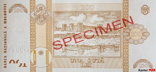 Tył banknotu 100 lei mołdawskich edycja 2015 rok