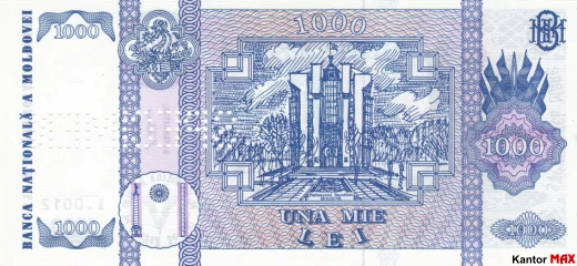 Tył banknotu 1000 lei mołdawskich edycja 2015 rok
