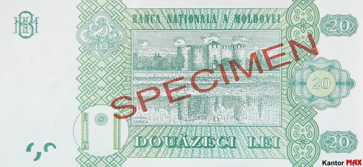 Tył banknotu 20 lei mołdawskich edycja 2015 rok