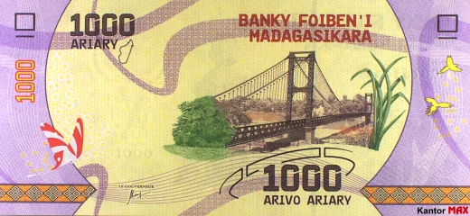 Przód banknotu 1000 ariary