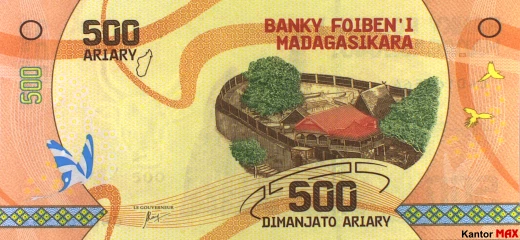 Przód banknotu 500 ariary