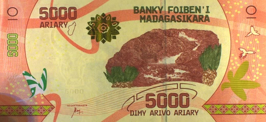 Przód banknotu 5000 ariary