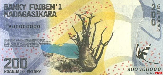 Tył banknotu 200 ariary