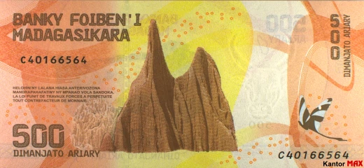 Tył banknotu 500 ariary