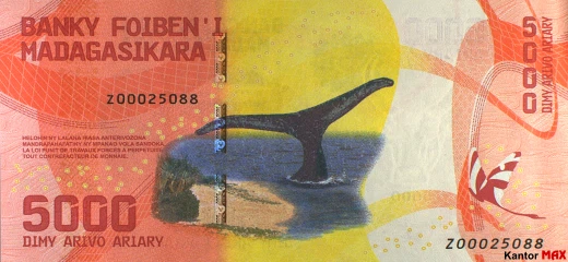Tył banknotu 5000 ariary