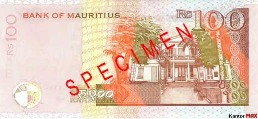 Tył banknotu 100 rupii maurytyjskich