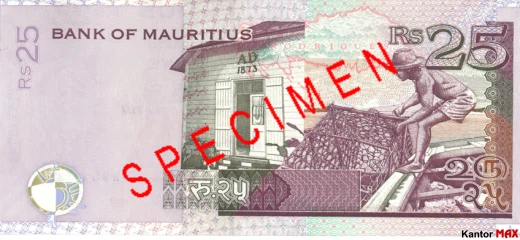 Tył banknotu 50 rupii maurytyjskich