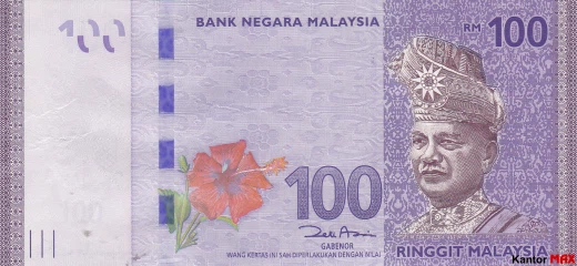 Przód banknotu 100 Ringgitów malezyjskich 2012 rok
