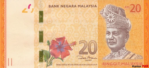 Przód banknotu 20 Ringgitów malezyjskich 2012 rok