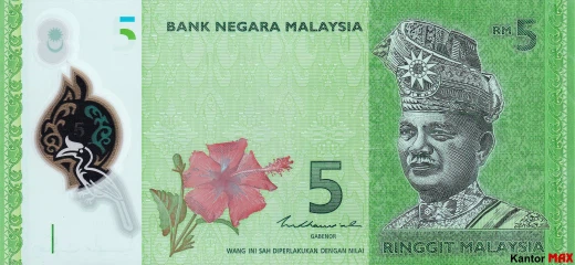 Przód banknotu 5 Ringgitów malezyjskich emisja 2012 rok