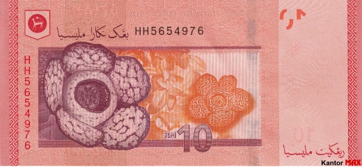 Tył banknotu 10 Ringgitów malezyjskich 2012 rok
