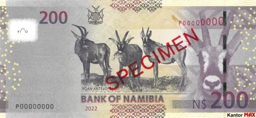 Tył banknotu 200 dolarów namibijskich 2022 rok