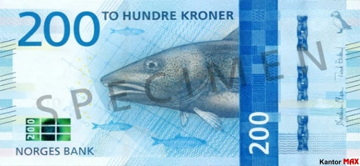 Banknot 200 koron 2017 rok - przód