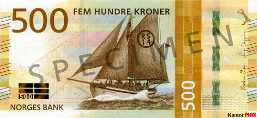 Banknot 500 koron 2018 rok - przód