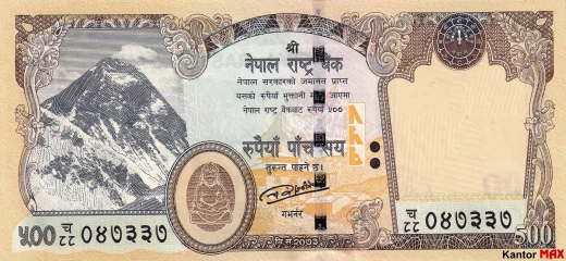 Przód banknotu 500 rupii nepalskich 2020 rok