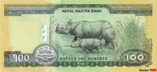 Tył banknotu 100 rupii nepalskich 2019 rok