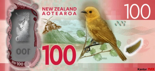 Tył banknotu polimerowego 100 dolarów nowozelandzkich 2018 rok