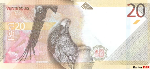 Tył banknotu 20 sol peruwiańskich z 2019 roku