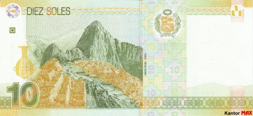 Tył banknotu 10 sol peruwiańskich z 2016 roku