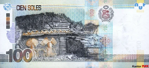 Tył banknotu 100 sol peruwiańskich z 2015 roku