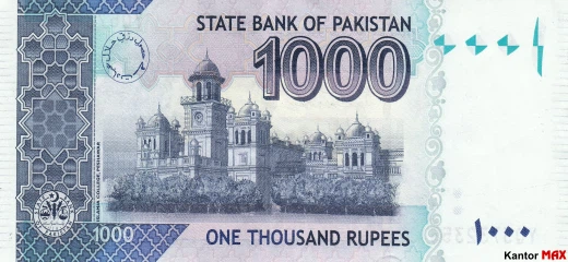 Tył banknotu 1000 rupii pakistańskich 2021 r.