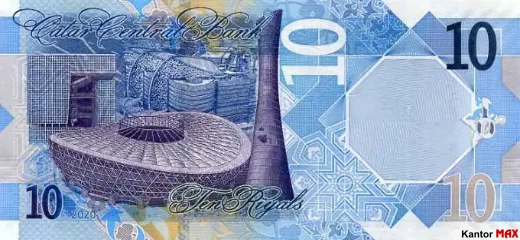 Tył banknotu 10 riali katarskich 2020 rok