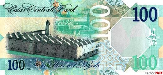 Tył banknotu 100 riali katarskich 2022 rok