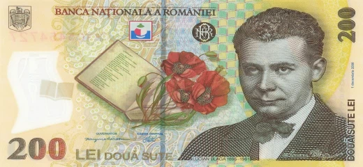 Przód banknotu 200 lei rumuńskich edycja 2006 roku