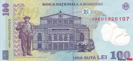 Tył banknotu 100 lei rumuńskich edycja 2005 roku