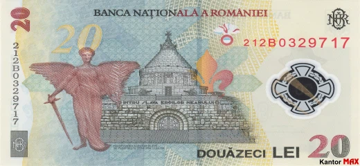 Tył banknotu 20 lei rumuńskich edycja 2021 roku