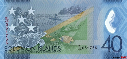 Przód banknotu 40 dolarów Wysp Salomona edycja 2018 rok