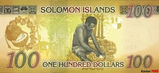 Tył banknotu 100 dolarów Wysp Salomona edycja 2023 rok