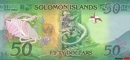 Tył banknotu 50 dolarów Wysp Salomona edycja 2023 rok